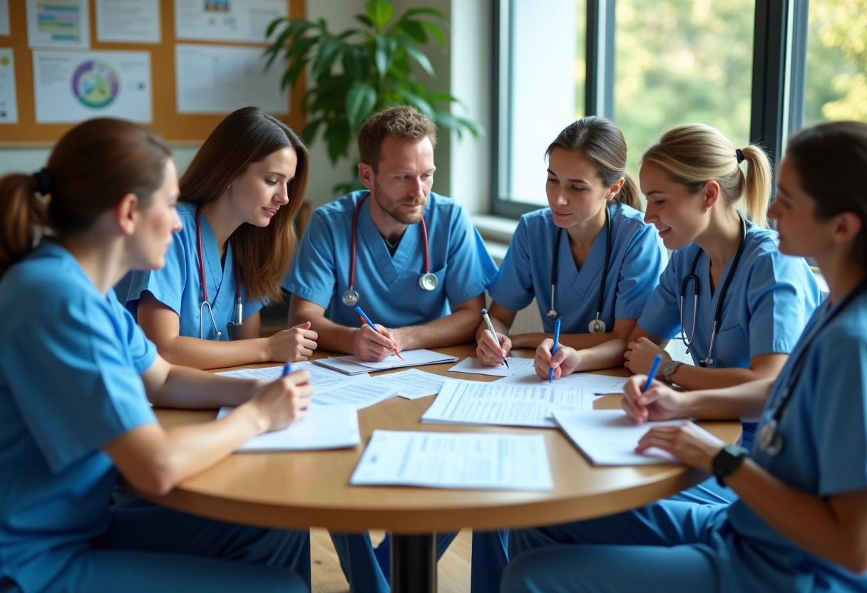 Équipe de professionnels discutant d