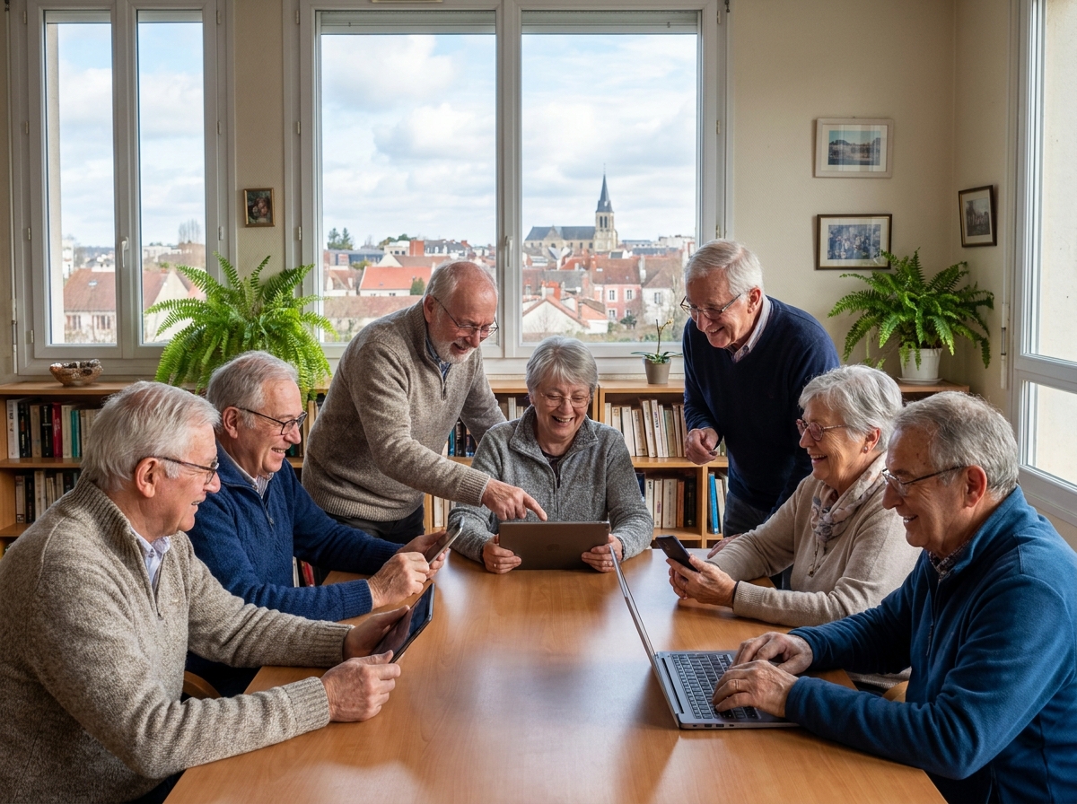 Groupe de seniors discutant autour d