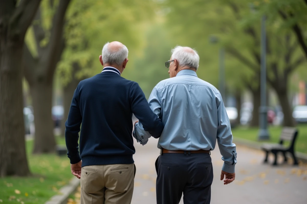 Fils aidant son père lors d