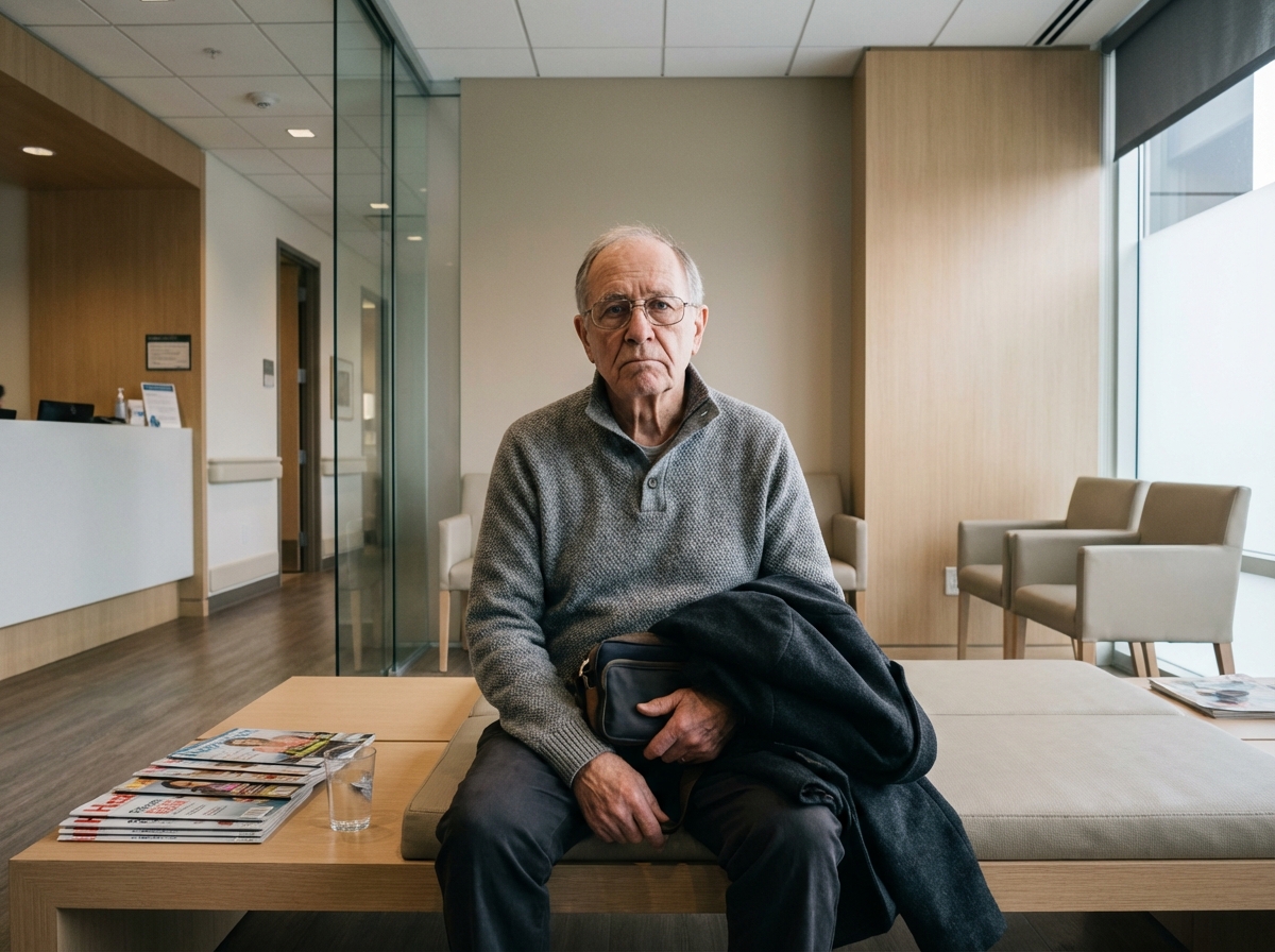 Homme âgé patient dans une salle d