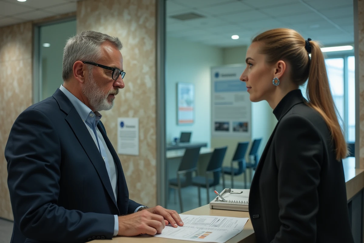 Homme français en costume dans un bureau de pension