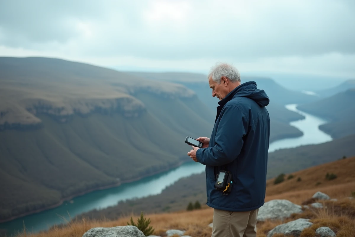 Homme regardant le paysage depuis un point de vue