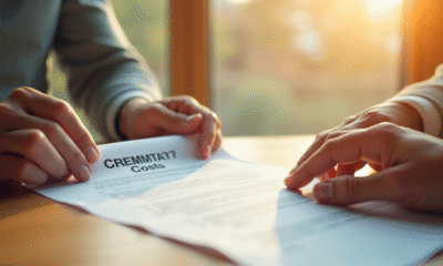 Table en lumière naturelle avec mains d'aînés tenant un document sur la cremation