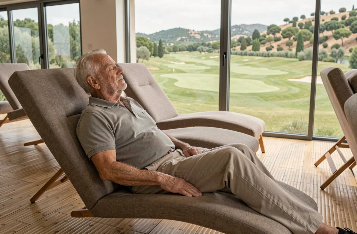 Espace bien-être de la résidence OVELIA Les Demeures du Golf à Opio avec vue sur le golf