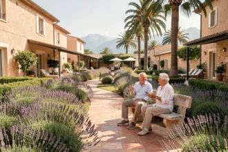 Résidence seniors dans les Alpes-Maritimes avec jardin provençal et vue sur les collines