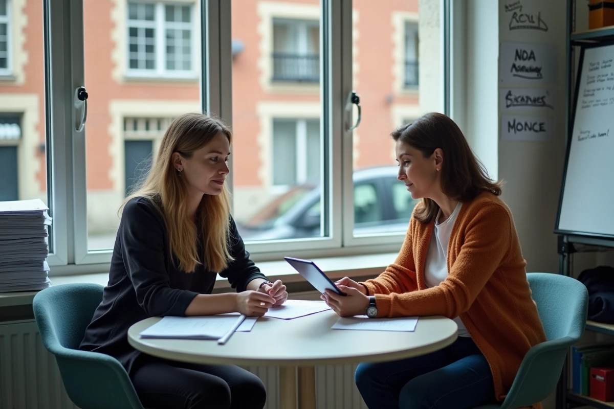 Réunion de coordination entre professionnelles d'un service d'aide à la personne dans un bureau à Lille, comparatif prestataires seniors